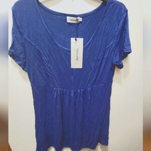 TENCOLE Navy Blue peplum top (with spandex.) Size L